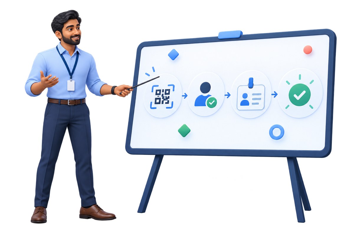 A workplace manager explaining why visitor management matters